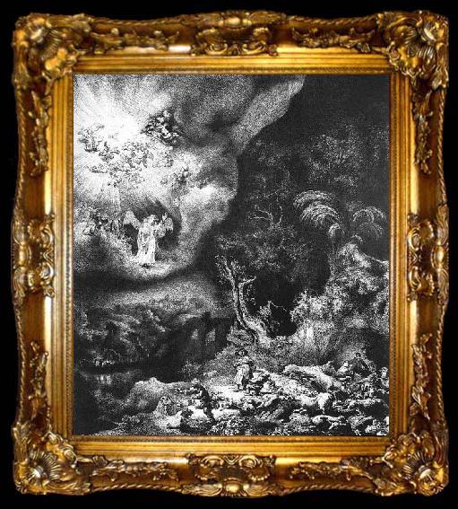 framed  REMBRANDT Harmenszoon van Rijn The Angel Appearing To The Sheperds, ta009-2